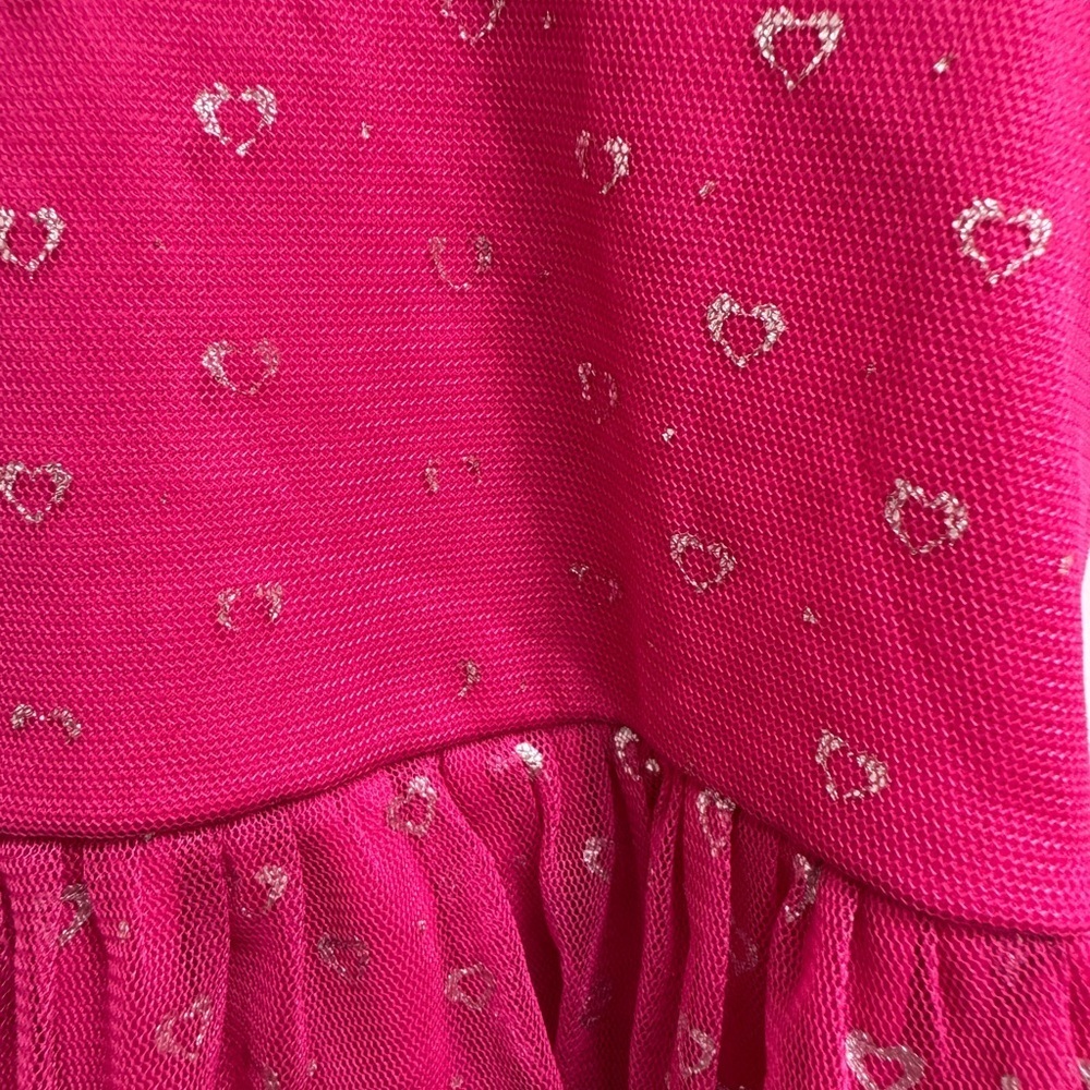 Tempted Girls 3T Pink Fit and Flare Heart Dress with Puff Sleeves - Picture 3 of 6